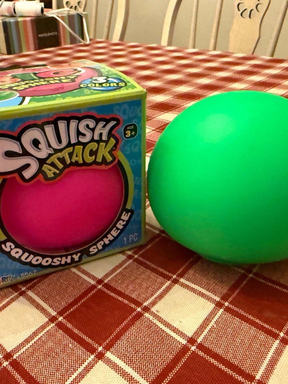 Squooshy Sphere Kids Toy - Green and pink